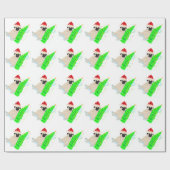 Pug Rode Santa Hoed Groene Kerstboom Cadeaupapier (Vlak)
