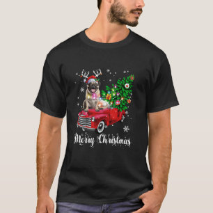 Pug Rode Vrachtwagen Kerstmis Kerstman Hoed Xmas H T-shirt