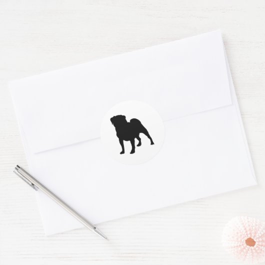 Pug Ronde Sticker (Envelop)