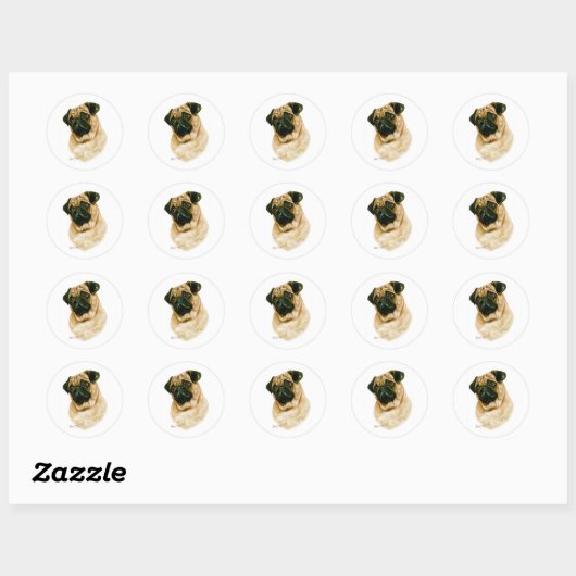 Pug Ronde Sticker (Vel)