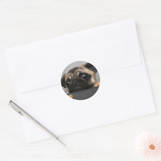 Pug Ronde Sticker (Envelop)