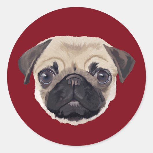 Pug Ronde Sticker (Voorkant)