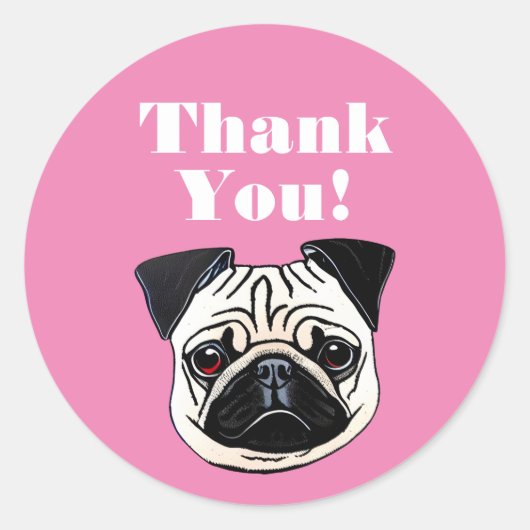 Pug Ronde Sticker (Voorkant)