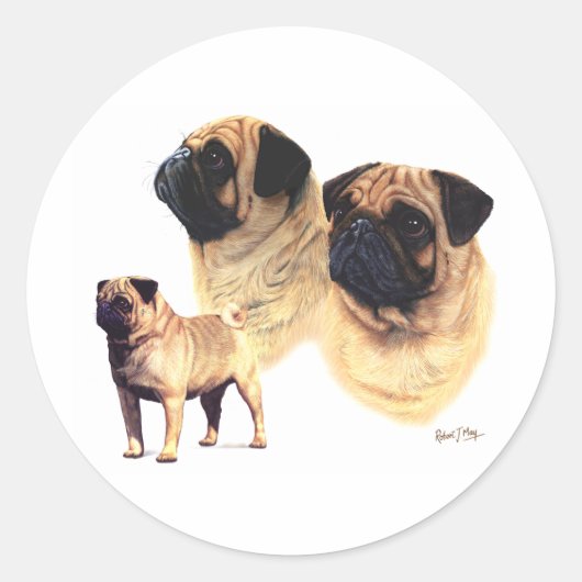 Pug Ronde Sticker (Voorkant)