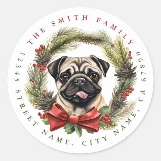 Pug Ronde Stickers (Voorkant)