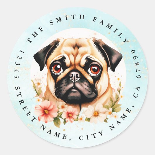Pug Ronde Stickers (Voorkant)