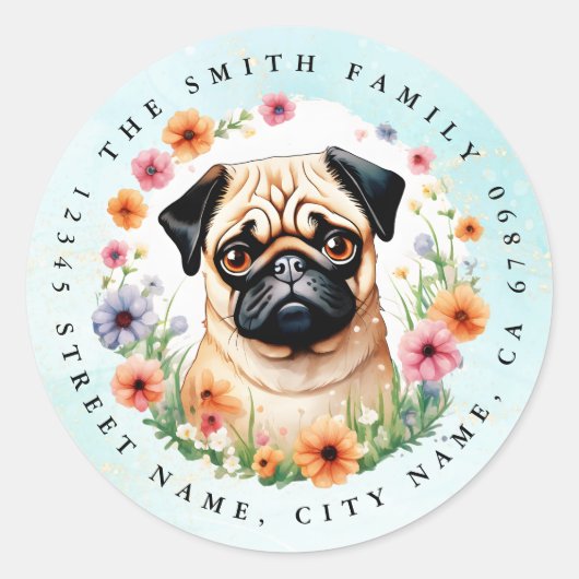 Pug Ronde Stickers (Voorkant)