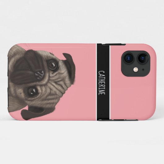 Pug roze Case-Mate iPhone case (Achterkant (horizontaal))