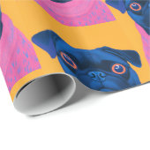 Pug roze en oranje grap cadeaupapier (Rol Hoek)