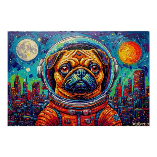 PUG RUIMTEVAARDER-KOMT THUIS 5 PERFECT POSTER (Voorkant)