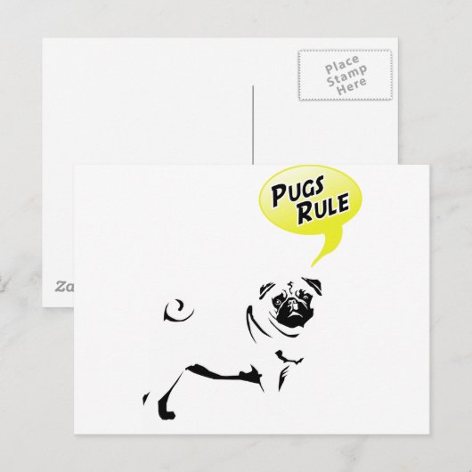 Pug Rules Briefkaart (Voorkant / Achterkant)