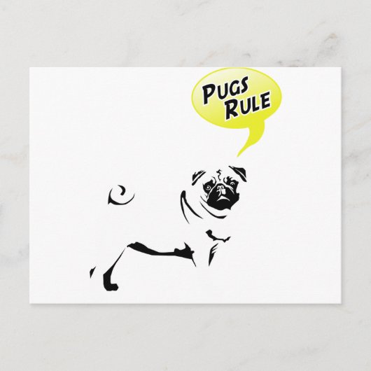 Pug Rules Briefkaart (Voorkant)