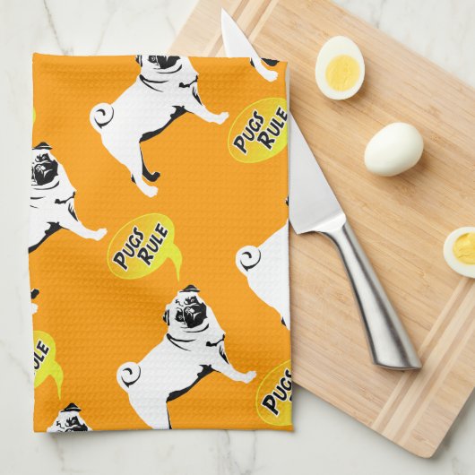 Pug Rules Theedoek (Quarter Fold)