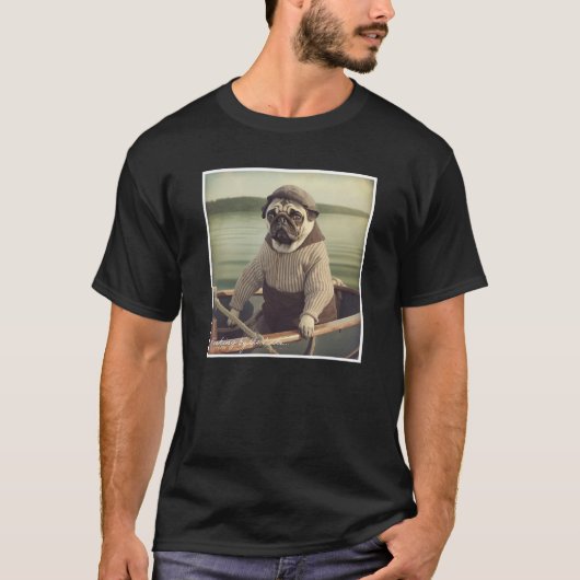 Pug Sailor Fishing  Vintage Graphic T-shirt (Voorkant)