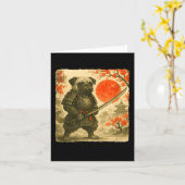 Pug Samurai Japanese Warrior Costume Sumi-e Art Fu Kaart (Gele Bloem)