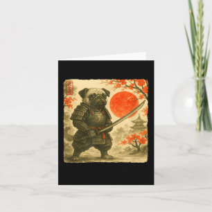 Pug Samurai Japans krijgerskostuum Sumi-e Kunst Fu Kaart