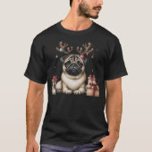 Pug Santa Christmas Tree Lights Xmas Boys Men Dogm T-shirt (Voorkant)