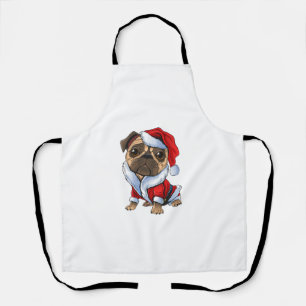Pug Santa Costume met Kerstmis Pajama Cute Dog Pup Schort