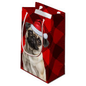Pug Santa Dog Holiday Red Buffalo Plaid Christmas Klein Cadeauzakje (Achterkant Gekanteld)