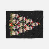 Pug Santa Hat Christmas Tree Lights Xmas Pugmas Do Fleece Deken (Voorkant (Horizontaal))