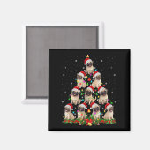 Pug Santa Hat Christmas Tree Lights Xmas Pugmas Do Magneet (Voorkant / Achterkant)