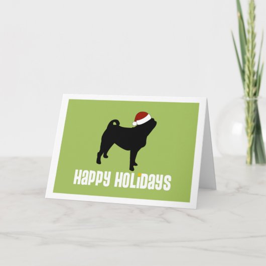 Pug Santa Hat Feestdagen Kaart (Voorkant)