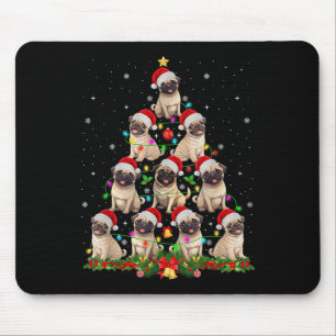 Pug Santa Hat Kerstboom Lights Xmas Pugmas Do Muismat