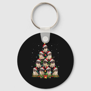 Pug Santa Hat Kerstboom Lights Xmas Pugmas Do Sleutelhanger