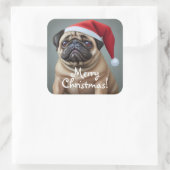 Pug Santa Hat Vierkante Sticker (Tas)