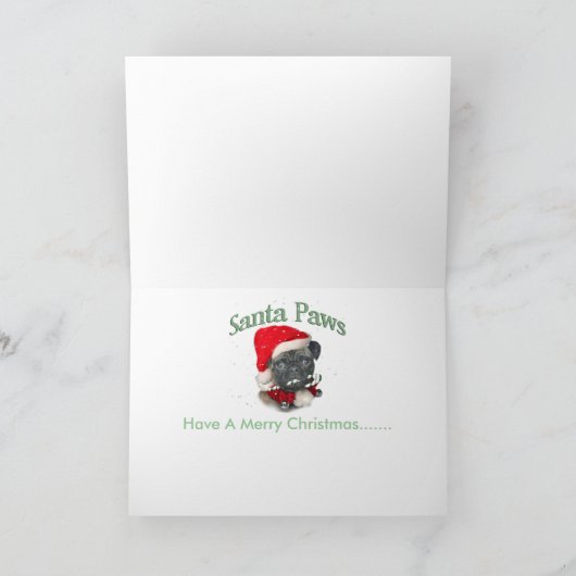 Pug Santa Paws Wens je vrolijke kerstkaarten Feestdagen Kaart (Binnen)