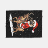 Pug Santa Riding Reindeer Christmas Holiday Puppy  Fleece Deken (Voorkant (Horizontaal))