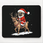 Pug Santa Riding Reindeer Christmas Holiday Puppy  Muismat (Voorkant)