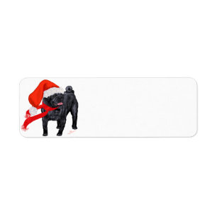 Pug Santa's Helper Etiket