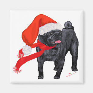 Pug Santa's Helper Magneet
