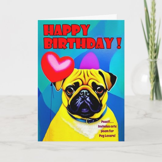 PUG schattig van de hond grappig Kaart (Voorkant)