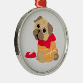 Pug schattige hond gepersonaliseerde naam metalen ornament (Rechts)