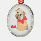 Pug schattige hond gepersonaliseerde naam metalen ornament (Links)