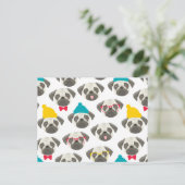 Pug - schattige hond met Kerstmis Briefkaart (Staand voorkant)