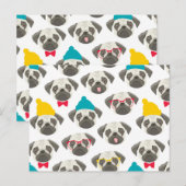 Pug - schattige hond met Kerstmis Briefkaart (Voorkant / Achterkant)