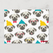Pug - schattige hond met Kerstmis Briefkaart (Achterkant)