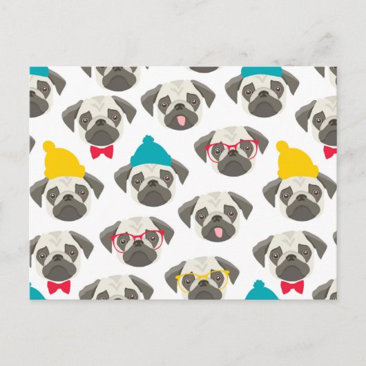 Pug - schattige hond met Kerstmis Briefkaart (Voorkant)