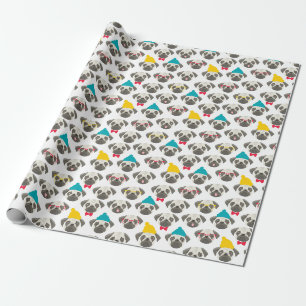 Pug - schattige hond met Kerstmis Cadeaupapier