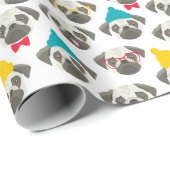 Pug - schattige hond met Kerstmis Cadeaupapier (Rol Hoek)