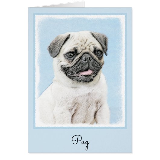 Pug schilderen - Kute Original Dog Art (Voorkant)