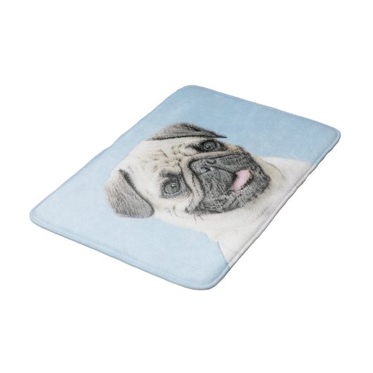 Pug schilderen - Kute Original Dog Art Badmat (Gekanteld)