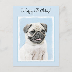 Pug schilderen - Kute Original Dog Art Briefkaart