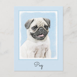 Pug schilderen - Kute Original Dog Art Briefkaart