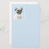 Pug schilderen - Kute Original Dog Art Briefpapier (Voorkant / Achterkant)