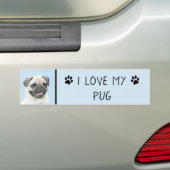 Pug schilderen - Kute Original Dog Art Bumpersticker (Op auto)