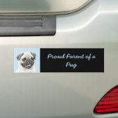 Pug schilderen - Kute Original Dog Art Bumpersticker (Op auto)